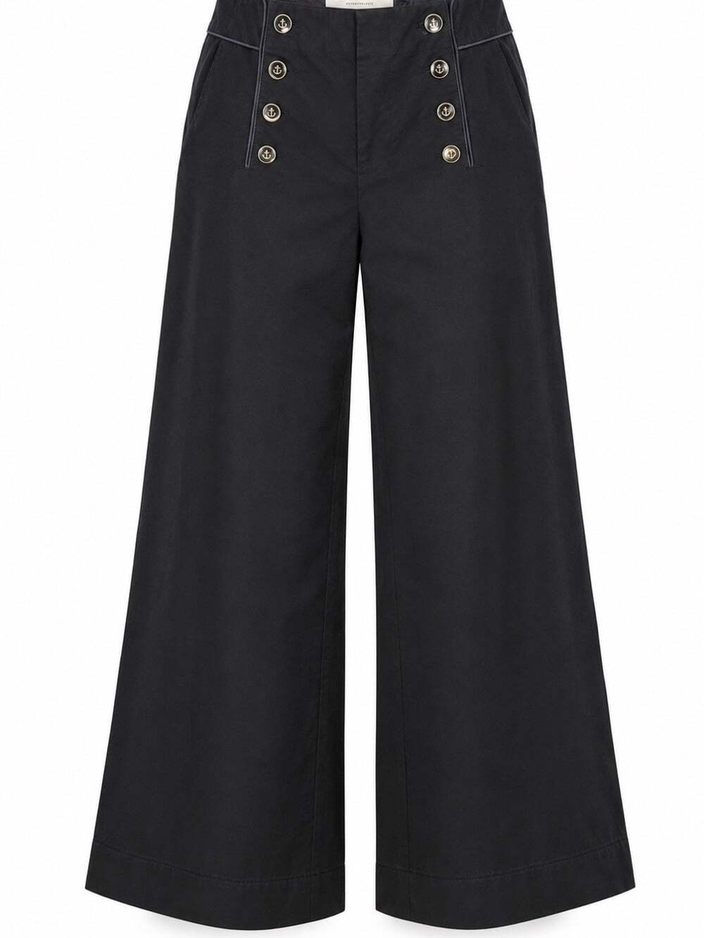 Elevenses Anthropologie Black Sailor Pants Size 12 Wide Leg Nautical Academia